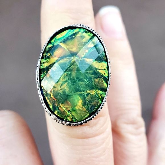 New Faceted Triplet Opal 925 Silver Ring. - Picture 4 of 16